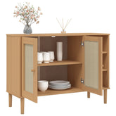 SENJA Rattan Look Brown Sideboard 44.1x15.7x31.5 Solid Pinewood